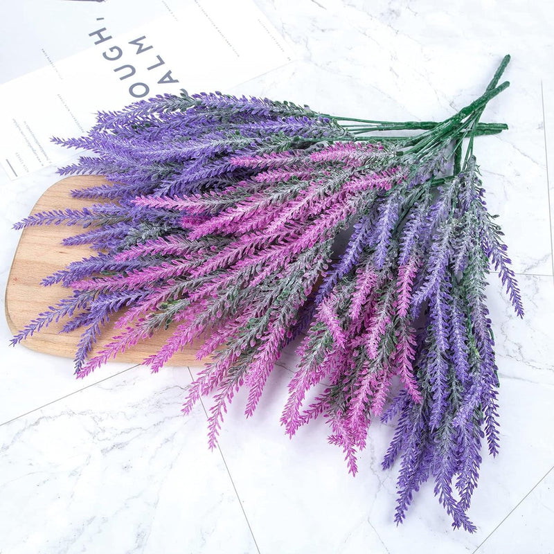 10 stuks kunstbloemen, lavendelplanten, kunstbloemen, decoratie voor thuis, slaapkamer, tafel, kantoor, doe-het-zelf, feest, bruiloft, binnen- en buitendecoratie.