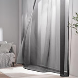 Voile gordijnen met kleurverloop, transparant gordijn, kort, tule gordijn met oogjes, in zwart-wit, kleurverloop, 160 x 140 cm (h x b), modern, voor kinderkamer, woonkamer, slaapkamer, set van