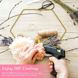 6 stuks metalen ringen om te knutselen, 20 cm zeshoekige decoratieve metalen ring met 6 houten standaarden, gouden draadringen om te knutselen, metalen decoratieve ringen voor doe-het-zelf handwerk, bruiloft, feest, tafelversiering