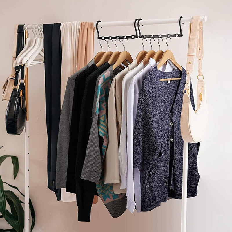 4 stuks 5-in-1 kleerhangers, ruimtebesparend, draaibare magische kleerhangers, kunststof, multifunctionele zwarte magische kleerhangers, voor kledingkast