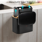 hangende keukencompostbak met deksel 4L verwijderbare roestvrijstalen prullenbak kleine keukenprullenbak voor aanrechtkast onder gootsteen zwart