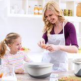 Mixing Bowl with Lid, Set 5.8 L + 1.7 L Bowl with Splash Guard and Non-Slip Base, Dough Bowl, Baking Bowl Made of Plastic, BPA-Free (Anthracite, 6-Piece)