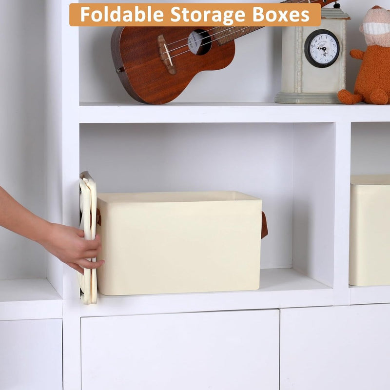 Opbergbox set van 2, opvouwbare opbergmand, Oxford stof 36x26x20 cm, organizerbox voor kledingstaatdozen, opbergrekken, kasten (beige)