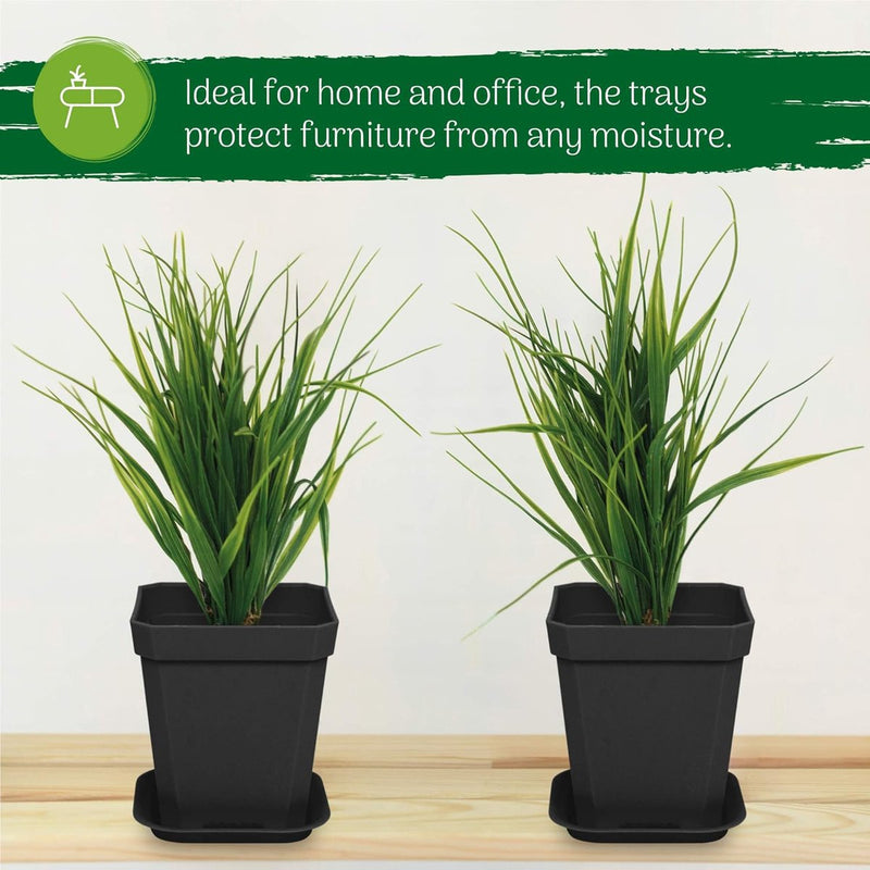 Bloempot vierkant, deze kleine bloempotten zijn perfect voor decoratie of binnen en buiten, plantenpot met onderzetter - in zwart (set van 15)