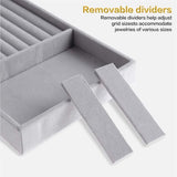 Sieradenopbergdoos, lade, sieradenorganizer, sieradendienblad, stapelbaar, sieradenorganizer voor sieraden, lade-inzet, opbergsysteem, oorbellen, armband, ringen, 4 stuks, grijs