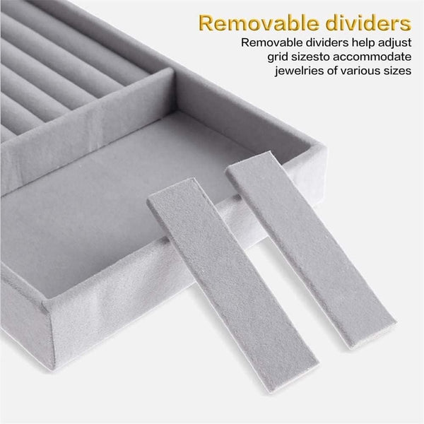 Sieradenopbergdoos, lade, sieradenorganizer, sieradendienblad, stapelbaar, sieradenorganizer voor sieraden, lade-inzet, opbergsysteem, oorbellen, armband, ringen, 4 stuks, grijs