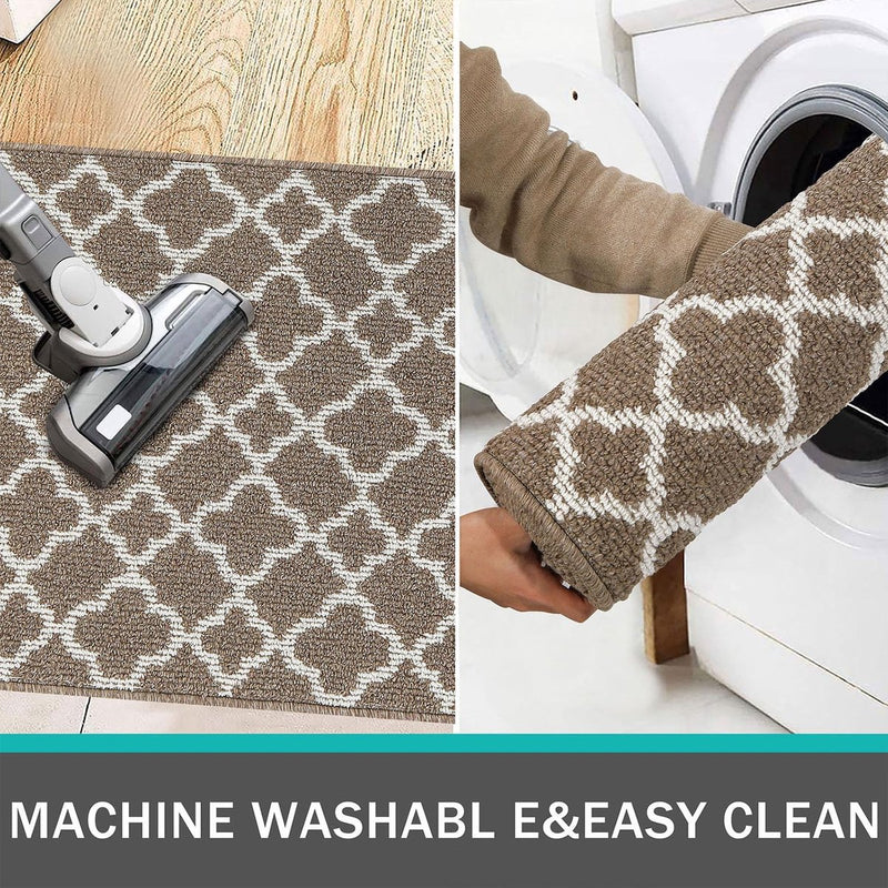Tapijtloper voor gang, antislip, wasbaar 60 x 180 cm, bruin entreekleed, vuilvangmat, lange gangloper, deurmat voor binnen en buiten, keuken