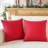 Set van 2 kussenslopen, effen, linnenlook, kussenslopen, moderne sierkussens, voor bank, slaapkamer, thuis, decoratie, 40 x 40 cm, rood