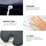 Benazcap zitkussen voor bureaustoel en rolstoel, ergonomische rugsteunzitting, verlicht pijn en verhoogt het comfort, thermische reactie, wasbare mesh-hoes.