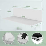 2 stuks wandrek, wit acryl, 23 x 9,5 cm, zwevende wandplanken, zwevend rek, zonder boren, met 4 kabelclips, displayplank muur, mini-rek voor kantoor, badkamer, keuken, slaapkamer