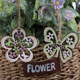 Set van 24 voorjaarsdecoratie hangers vlinders hazen eieren bloemen lente hanger van hout om op te hangen raamdecoratie raamhanger voor Pasen