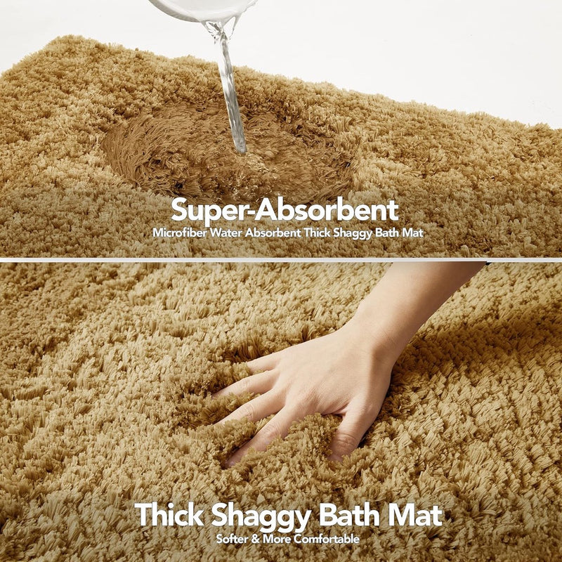 Badmat, wasbaar, badmat, antislip, absorberend, microvezel, badmat voor douche, bad en toilet, 50 x 80 cm, taupe, 1 stuk