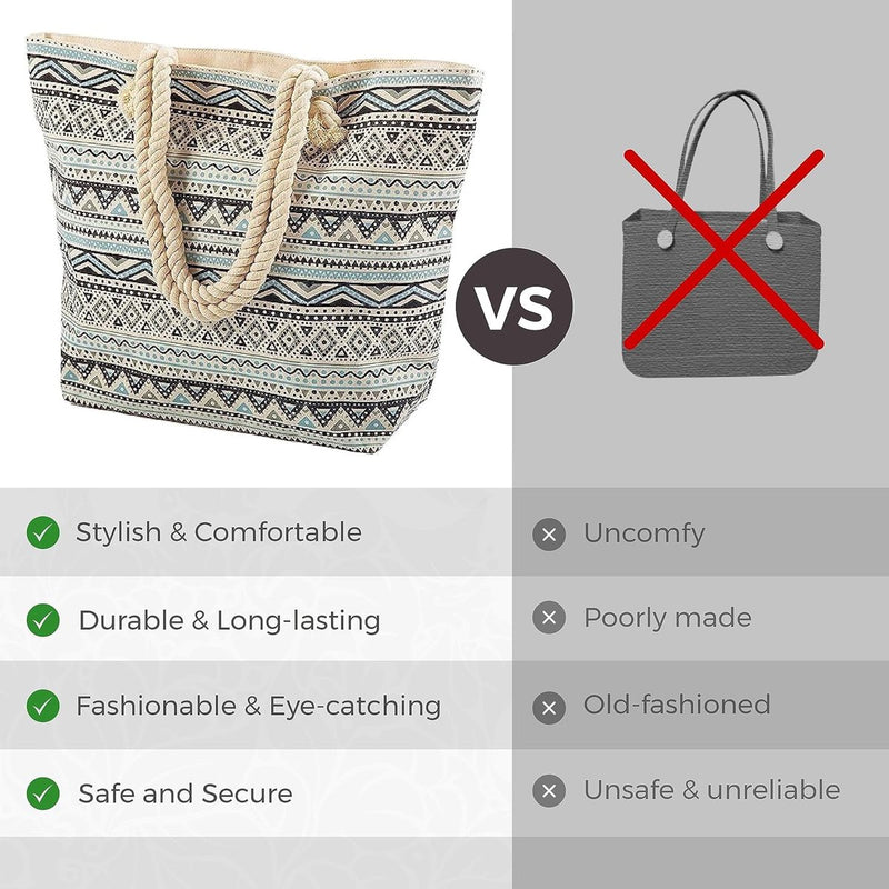 Strandtas - grote stijlvolle damesstrandtas - strandtas met ritssluiting, binnenvak en waterdicht - met schattig design