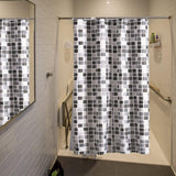 Waterdicht vuilafstotend douchegordijn, mozaïek baddouchegordijn, wasbaar douchegordijn, met 8 haken, voor badkamer, toiletten (120 x 180 cm, mozaïekpatroon)