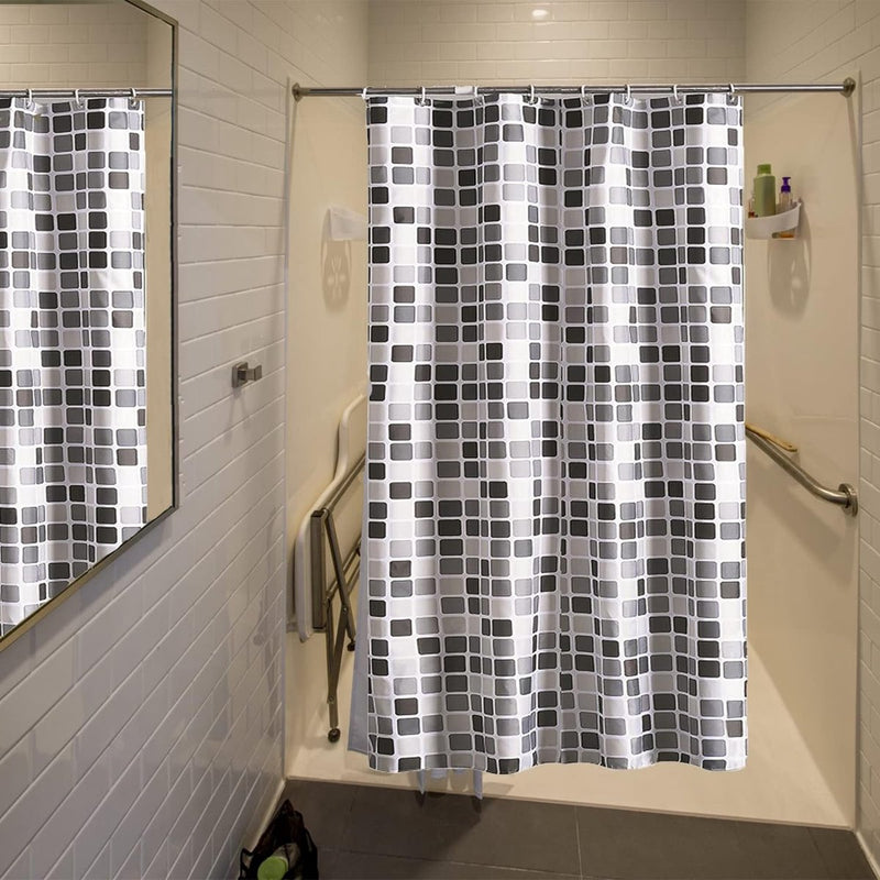 Waterdicht vuilafstotend douchegordijn, mozaïek baddouchegordijn, wasbaar douchegordijn, met 8 haken, voor badkamer, toiletten (120 x 180 cm, mozaïekpatroon)