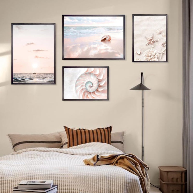 Premium posterset van 6 muurfoto's Woonkamer Moderne muurfoto's Strandposter Wanddecoratie Moderne posterset Strandmotief Muurfoto's voor woonkamer, studeerkamer, eetkamer
