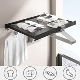 Wandgemonteerde waslijn, opvouwbare waslijn met intrekbaar droogrek voor terras, slaapkamer, keuken, compact aluminium. 60x4,7x2,2cm