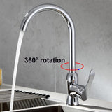Keukenkraan eenhendel hooggebogen uitloop 360° draaibare keukenkraan chroom moderne Europese mengkraan met 1/2 inch & 3/8 inch adapter