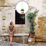 Hangende bloempotten, 20 cm, zeegras, plantenpot, hangende plantenmand, natuurlijk katoen, handgeweven bloemenhanger, plantenhanger met lang hangend touw voor binnen en buiten (groot)