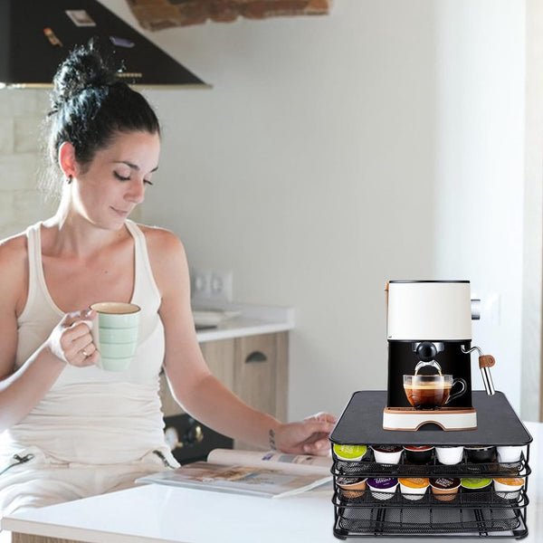 Koffiecapsulehouder voor Dolce Gusto, 3-laags grote capsuledispenser, capsulestandaard met 108 capsules, opbergvak met antislip oppervlak, voor keuken, kantoor, zwart