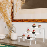 Acryl displaystandaard, 3 niveaus, transparant acryl riser display, rek, standaard, acryl organizer, standaard voor poppen, cosmetica, dessertdisplay, 30 x 20 x 15 cm (3-traps transparant