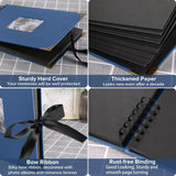 Fotoalbum 29,5 x 21 cm fotoalbum om zelf vorm te geven, zwart, fotoboek met 80 pagina's scrapbook, voor 160 foto's, incl. 6 metallic kleurmarkers, gastenboek voor verjaardag en bruiloft