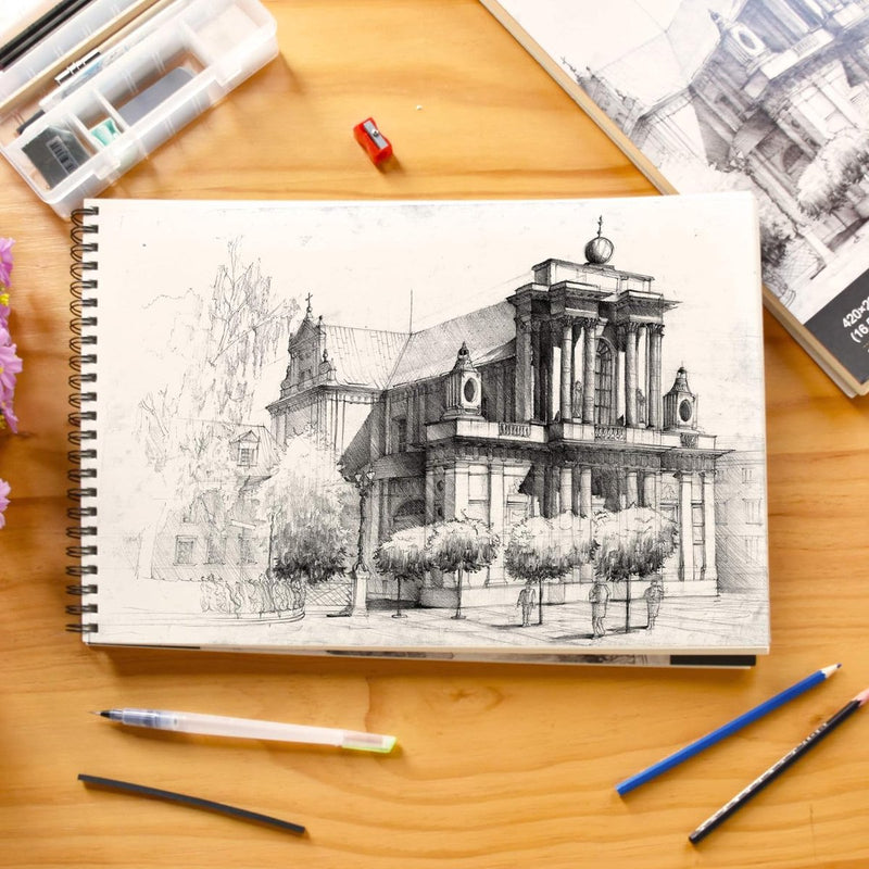 Spiraalgebonden schetsblok, schetsboek, A3 180 g/m² 50 vellen. Tekenblok voor kunstenaars. Ideaal voor het atelier, school of thuis