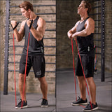 Fitnessbandenset pull-up weerstandsbanden in 5 verschillende treksterktes – expanderbandenset incl. optrekband, weerstandsbanden, handgrepen, voetlussen, deuranker, draagtas