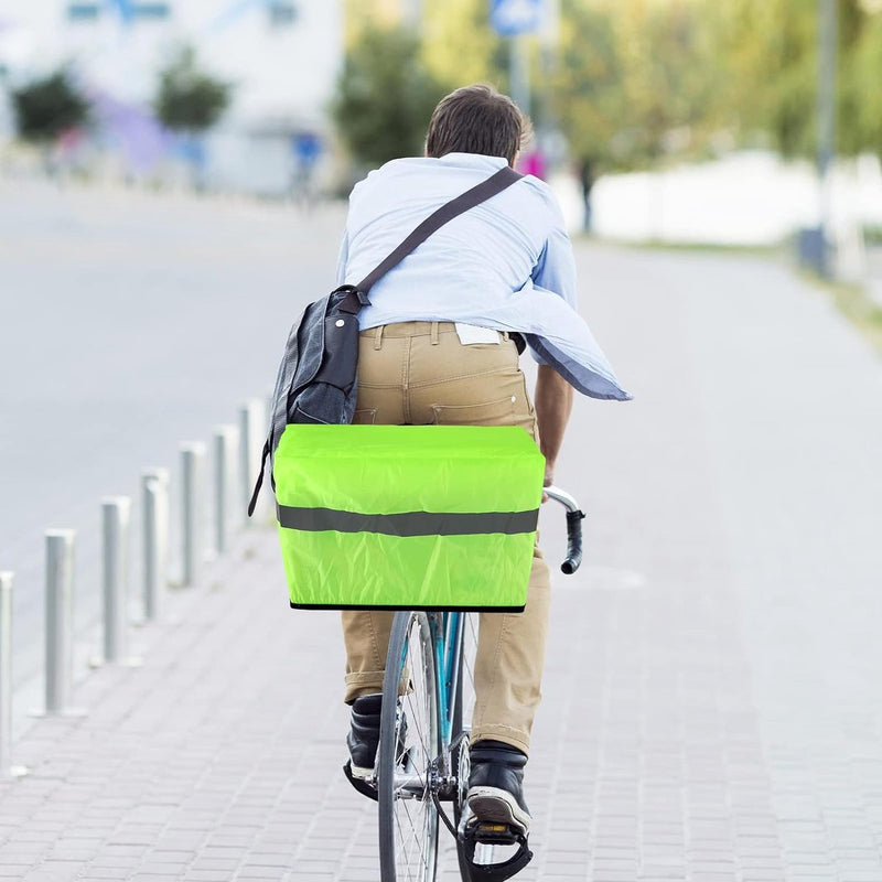 45 x 30 x 20 Regenhoes Fietsmand Waterdichte fietsmandhoes met reflecterende strips Reflecterend neongroen Fietsmand Regenhoes Fietsmandhoes Waterdichte regenhoes Fietsmand