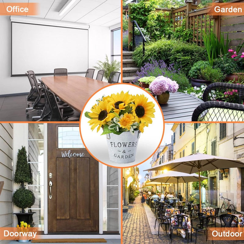 Kunstbloemen, zonnebloem, kunstplanten in pot, decoratieve bloemen, kunstplant, voor binnen en buiten, namaak, groene planten, tafeldecoratie, bruiloft, woonkamer, balkon, decoratie,