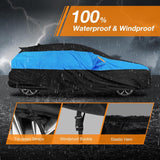 Universele autoafdekking, waterdicht, ademend, volledige garage, autozeil tegen regen, zon, stofbescherming, compatibel met Golf, Astra, Leon, Focus. Afdekzeil voor hatchback (415 tot 450 cm)