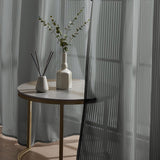 Gordijnen, gestreepte gordijnen met ogen, grijs, 140 x 160 cm, half-transparant, set van 2 gordijnen met ogen, met strepen, decoratie, voor kinderkamer, woonkamer, slaapkamer