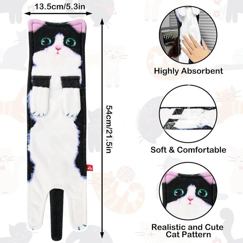 Kattenhanddoeken voor badkamer, grappige kattenkeukendoeken, decoratieve handdoek, gepersonaliseerd, kattenhanddoek, absorberend, zacht, cadeaus voor vrouwen/kattenliefhebbers (A)