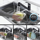 Keukenkraan, uittrekbaar, zwart, 360 graden draaibare waterkraan keuken, armatuur keuken met 2 wateruitlaatmodi, eengreepsmengkraan wastafelarmatuur