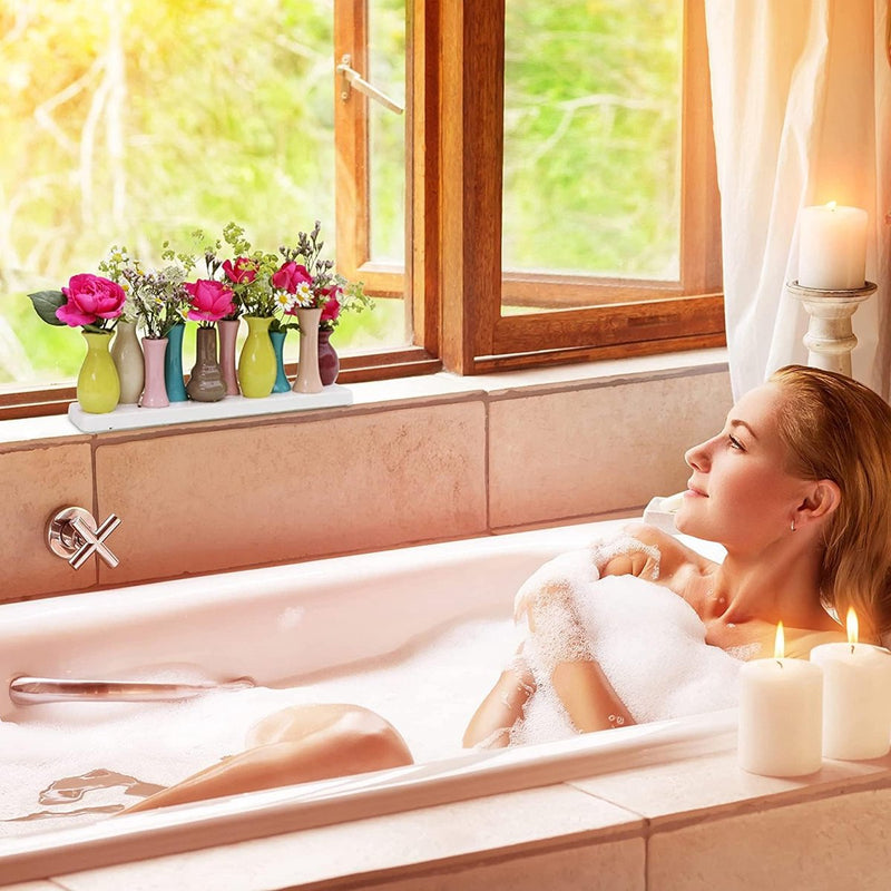 Set bloemenvazen, keramiek, gekleurd en wit, decoratief