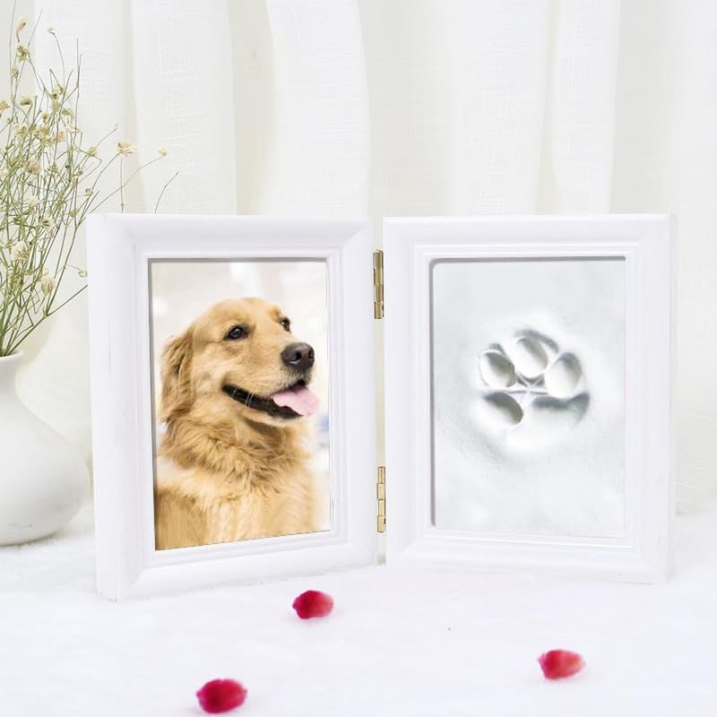 Printset Hond en Kat, Baby Handafdruk en Voetafdrukset, 3D Pootafdrukset met fotolijst voor printset, Hondenpootcadeau, Hondenwanddecoratie