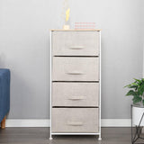 ladekast met 4 laden, organisatorisch meubilair, textiel opbergkast voor slaapkamer, woonkamer of - kleine ladekast met beige, 45 x 30 x 94 cm