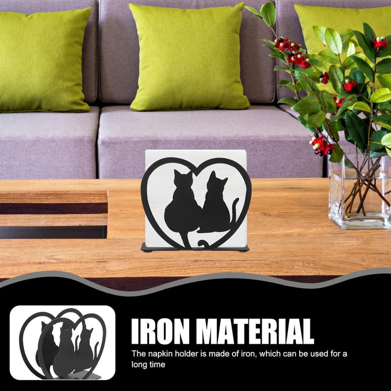Verticale IJzeren KattenServethouder Vrijstaande Zakdoekdispenser Dierlijk Schaduw Servethouder Metalen Servethouder Organizer Voor Thuis Keuken Restaurant Picknick