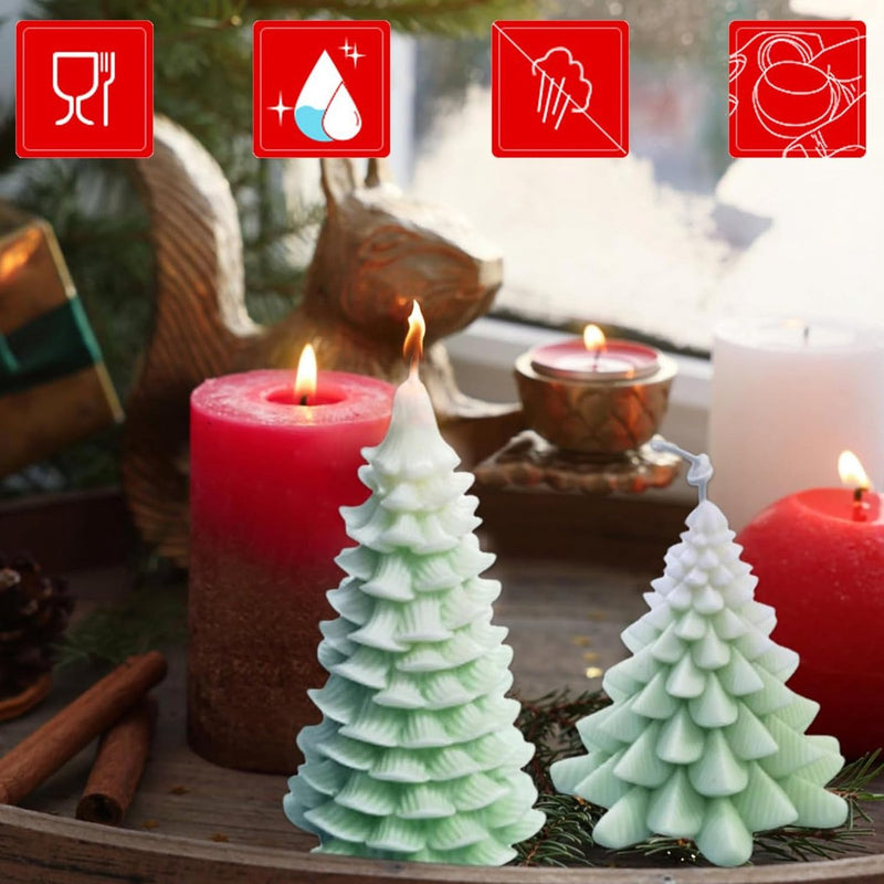 2 stuks siliconen kerstboomkaarsvormen, 3D-kaarsvormen, doe-het-zelf siliconen kaarsen, gietvorm voor het maken van kaarsen, aromastenen, kersthandwerk, ornamenten