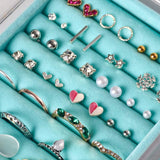 Sieraden Opberglade Sieraden Dienbladen Sieraden Organiseren Sieraden Organisatoren Laden voor Sieraden Lade Inzet Opbergorganisator Systeem Oorbellen Armband Ringen 4PCS (Blauw)