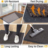 Deurmat voor voordeur, binnen en buiten, deurmat, voor entrees, schoonmaakmat, antraciet-zwart