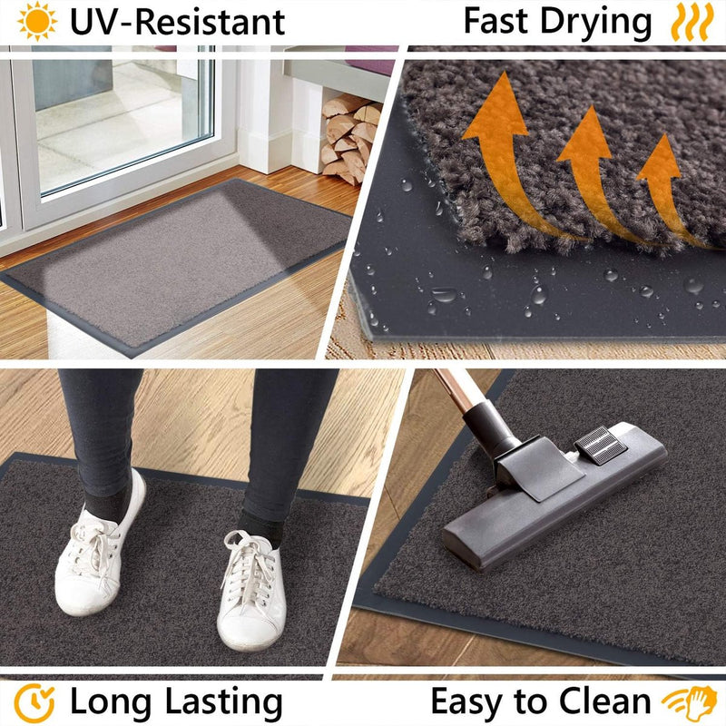 Deurmat voor voordeur, binnen en buiten, deurmat, voor entrees, schoonmaakmat, antraciet-zwart