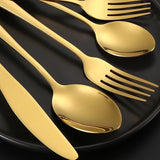 Bestekset voor 6 personen, 30-delige roestvrijstalen bestekset, bestek inclusief mes/vork/lepel, spiegel gepolijst, vaatwasmachinebestendig (goud)