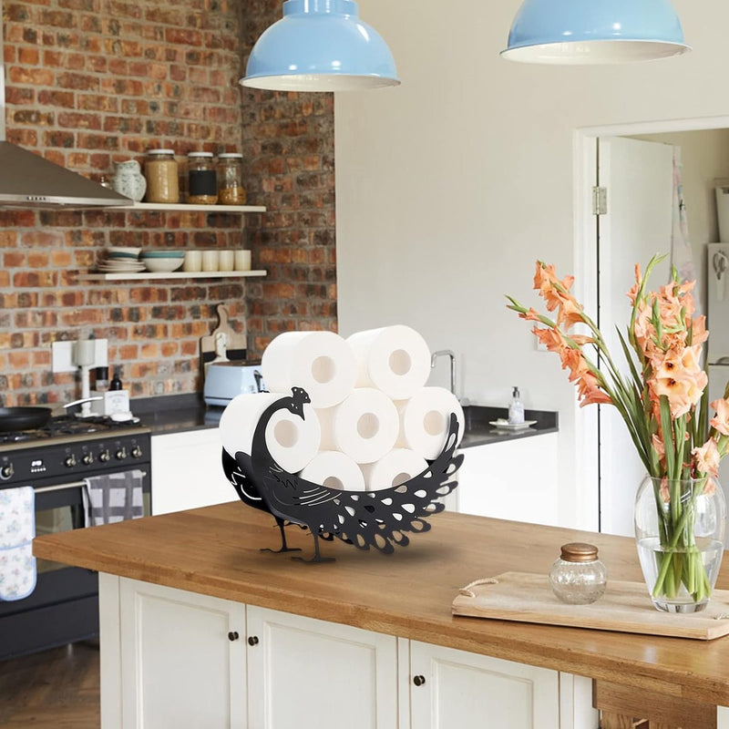 toiletrolhouder zwarte pauw toiletrolhouder van metaal toiletrolhouder verticale papierhouder toiletrolhouder handdoekhouder ambachtelijke decoratie voor badkamer woonkamer keuken hotel