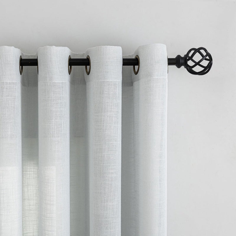 Gordijnen met natuurlijke linnenstructuur, gordijnen met inslagringen, linnen, gordijnen voor raam, woonkamer (lichtgrijs, H x B) 260 x 140 cm, 2 stuks