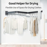 Intrekbare kledingdroger, wandmontage met handdoekenrek, ruimtebesparend opvouwbaar, sterk laadvermogen voor balkon, wasruimte, badkamer, terras en slaapkamer (zwart, 3X)