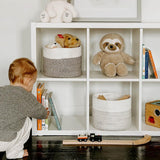 Kleine geweven katoenen opbergmand voor handdoeken in de kinderkamer, plankmand op kantoor, D24 x H18 cm