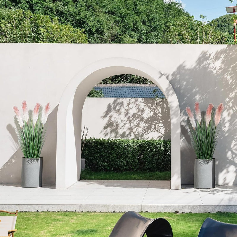 Kunstmatige hoge grasplant met rietbloemen, 6 stuks 80㎝/32 inch Kunstmatig pampasgras Uiengras Groene vloerplanten Deurdecoratie voor woonkamer Badkamer Tuin (roze)