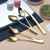 Gold Grapefruit Spoon Set of 5, 4 Stainless Steel Grapefruit Spoons and 1 Titanium Coated Grapefruit Knife, Grapefruit Utensil Set, Serrated Edge Spoons Pack of 5 (Gold)