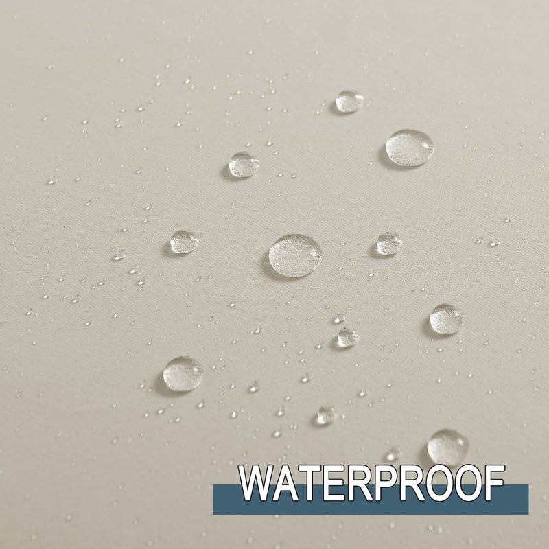 Terrasgordijnen, buitengordijnen, waterdicht, set van 2, H 243 x B 132 cm, buitengordijn, waterdicht privacyscherm en zonwering, balkongordijn, ondoorzichtig ooggordijn, lichtbeige